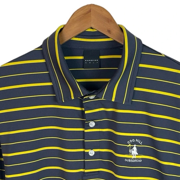 PO770 Men’s Dunning Golf Brand Striped Stretch Performance Polo Shirt L - Picture 3 of 5